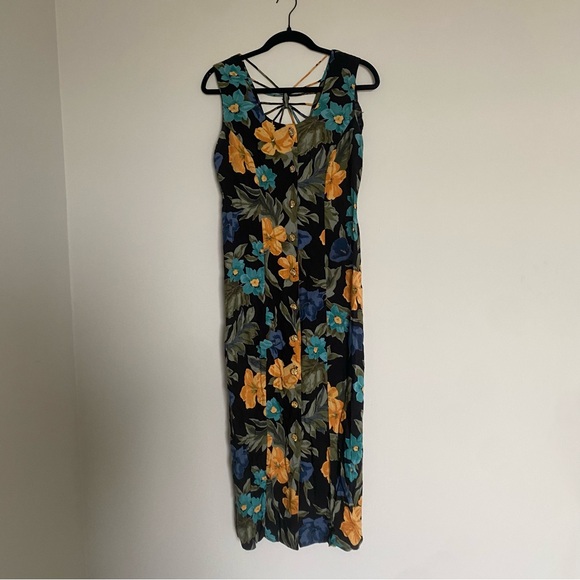 Vintage Sara Makes Dresses Maxi 90s Floral Dress Phoebe Buffay Size 8 - Picture 1 of 10
